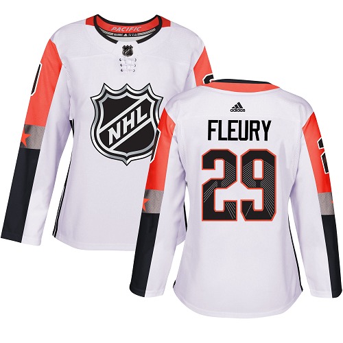 Adidas Golden Knights #29 Marc-Andre Fleury White 2018 All-Star Pacific Division Authentic Women's Stitched NHL Jersey - Click Image to Close